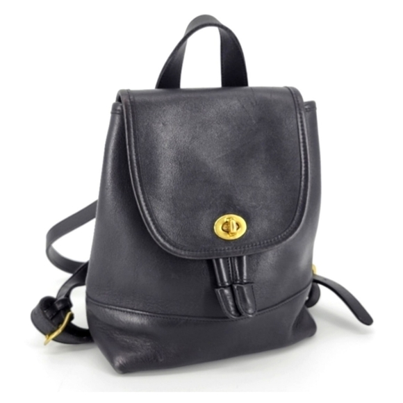 Coach 9791 Vintage Black Leather Daypack Rucksack 90's Backpack - Picture 2 of 9